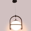 Eliante Hanging Light, White Glass Shade, Mild Steel And Wood, 1 Bulb - Modern Ceiling Pendant Lamp