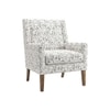 Leston Printed Human Canvas Fabric Lounge Chair in White Colour