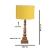 Devansh Yellow Cotton Table Lamp With  Wood Natural Base (7X7X21.25 Inches)-6