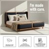 Valerio Duo-Panel Luxe King Size Bed in Navy Blue colour Velvet with Oak wood Frame