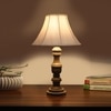Devansh Off-White Cotton Vintage  Lamp With Wood Base (12X19)