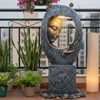 Buddha Face Shower Dark Grey Fiber Glass Indoor Fountain With Stand