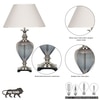 Hinton Blue Glass And Nickel Finish Metal Table Lamp With White Cotton Shade