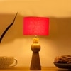 Devansh Red Cotton Table Lamp With Wood Natural Base (7X18.25 Inches)-4