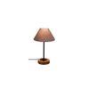 Jeffery Grey Fabric Shade Table Lamp with Natural Wood & Iron Base