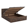 Keaton Solid Wood King  Size Upholstered Bed With Hydraulic Storage (Provincial Teak Finish)
