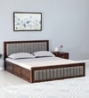 Dijon Sheesham Wood Queen Size Bed in Provincial Teak Finish With Box Storage 60x78 inches