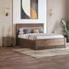 Toledo Solid Wood King Hydraulic Storage Bed with Bedside Table (Standard) – Danish Walnut Finish