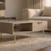 Velin Ridged Coffee Table with Drawer Light Ash