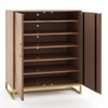Nina 24 Pairs Solid Wood Shoe Cabinet In Amber Walnut Finish