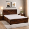 Kingsbury Solid Wood Queen  Size Bed With Hydraulic Storage (Provincial Teak Finish)