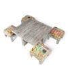 Blane Sheesham Wood Country Side Coffee Table Set With 4 Stools In Antique Multi-Colour Finish