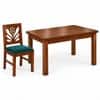 Globally Indian Ankura Solid Sheesham Wood 4 Seater Dining Table Set 4 Chairs Teal Green