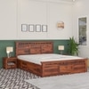 Madhavi Solid Wood King  Size Bed With Hydraulic Storage (Honey Oak Finish)