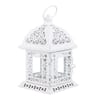 White Metal Lantern with Floral Cutouts