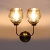 Devansh Metal Electric Wall Light in Gold Colour with Lavender Shade Count of 2 Lights