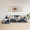 Left Aligned 3 Seater Left Aligned Chaise Navy Cubes Sofa Cover