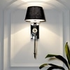 Aberdeenshire Glass and shiny Brass Wall Light With Black Cotton Shade