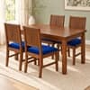 Globally Indian Shilpa Solid Sheesham Wood 4 Seater Dining Table Set 4 Chairs Navy Blue