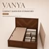 Vanya Solid Wood Compact Queen Bed Box Storage Provincial Teak Finish Mattress 60 x 72 Inches