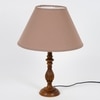 Lorette hand crafted Solid wood honey finish table lamp With Beige Cotton Shade