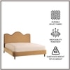 Solara Wave Luxe Queen Size Bed in velvet With Oak wood Frame & Hydraulic Storage