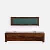 Melba Solid Sheesham Wood  King Size Hydrolic Storage Upholstered  Bed In Provincial Teak Finish