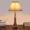 Devansh Off-White Cotton Vintage Straight Pleated   Lamp With Wood Base (12X12X22.75)