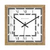 Minimal Square Wooden Wall Clock with Roman Numerals and Layered Frame
