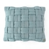 Basket Knit Cadet Blue Cotton Cushion Cover 16X16 Inches