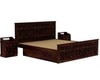 Moglis Solid Wood Queen  Size Bed With Drawer Storage Bed In Walnut Finish