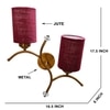 Devansh Metal Electric Wall Light in Gold Colour with Maroon Shade Count of 2 Lights