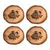 Coaster Round Wooden Handcrafted with Tribal Art (Set of 4) (4x4")
