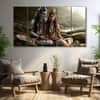 The Castle Decor Shiv Parvati Wall Painting Wooden Framed 27x48 Inch (Style 1)