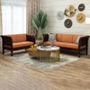 Haveli 3+2 Seater Wooden Sofa (Orange Colour, Walnut Finish)