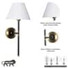 BARBOUR Single Light Black and Brass Wall Fitting with White Shade