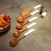 Ireka Homes Ivory Cutlery Set – Acacia Wood Servers with Enamel Handles
