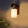 Devansh Solid Wood Electric Wall Light in Brown Colour with White Shade Count of 1 Light