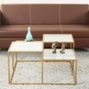 Valentino Frosted Glass Bunching Coffee Table In Dark Gold Finish