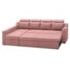 Luna 5 Seater Velvet RHS Pull Out Sofa Cum Bed in Peach Color With Storage