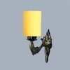 Devansh Metal Electric Wall Light in Antique Gold Colour with Yellow Shade Count of 1 Light