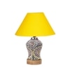 Devansh Conical Yellow Cotton Shade Lamp With Wood & Mosaic Glass Base For Decoration/Office/Home/Gifting/Study For Decoration/Office/Home/Gifting/Study -(10X10X14.5) Inches -A