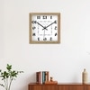 Spaces Unhooked Reversed Numeral Square Wooden Wall Clock, Natural Wood Frame and White Dial