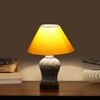 Devansh Conical Yellow Cotton Shade Lamp With Wood & Mosaic Glass Base For Decoration/Office/Home/Gifting/Study For Decoration/Office/Home/Gifting/Study -(10X10X14.5) Inches -A
