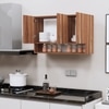3 Doors Modular Wall Mounted Kitchen Cabinet With Organizer Shelf In Aisan Walnut Finish