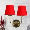 Devansh Metal Electric Wall Light in Gold Colour with Red Shade Count of 2 Lights