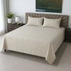 Off White Color Floral 400 TC Cotton Satin Flat Super King Bed Size Bedsheet With 2 Pilllow Covers  Threads