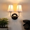 Devansh Dual Steel Metal  Wallmounted Lamp With Cotton Off-White Shade