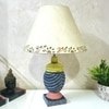 Wing Classic Pink Stone Beige Wooden Table Lamp in Multicolor
