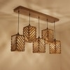 Oblique 5 Series Brown Solid Wood Cluster Hanging Light